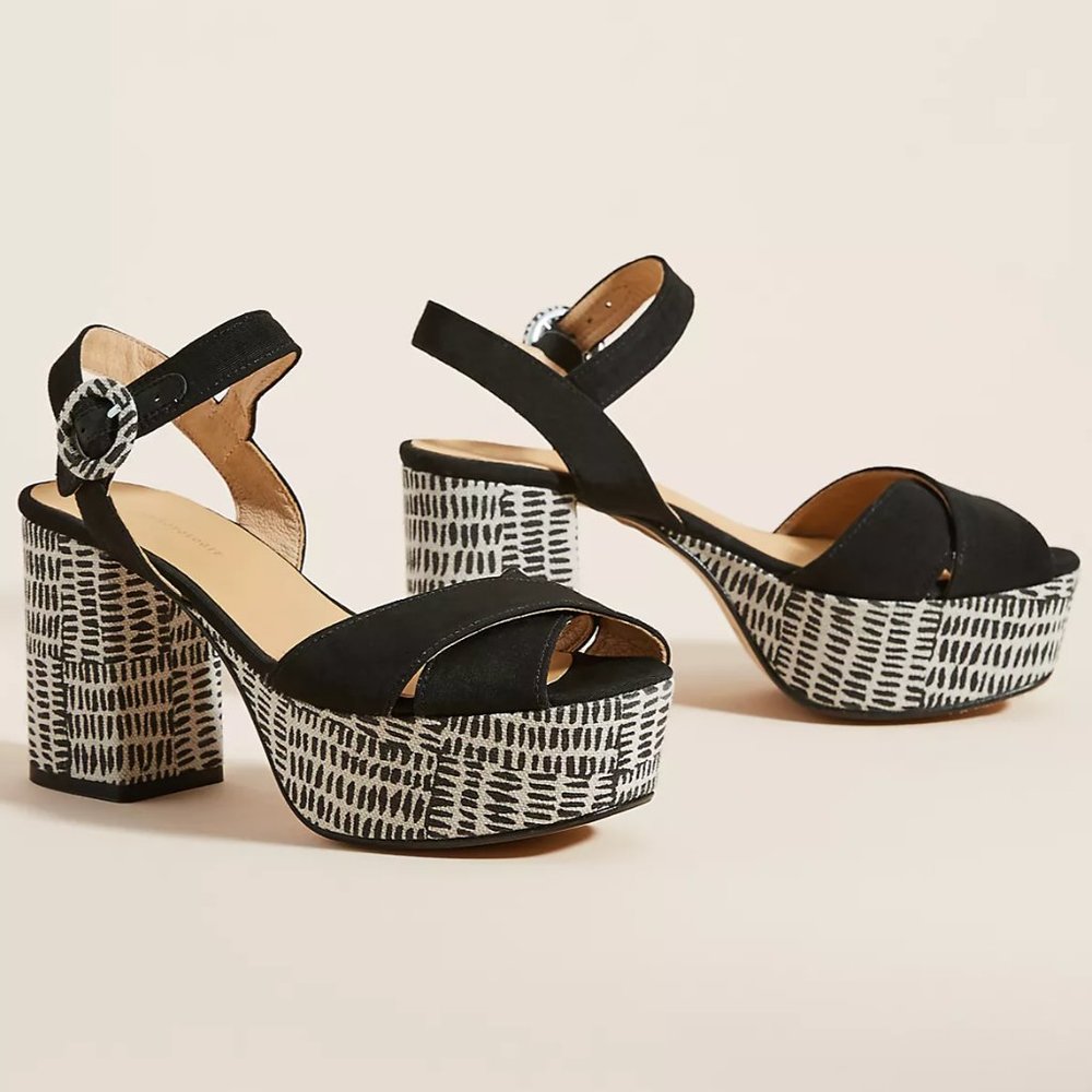 CLOSET CLOSING Anthropologie Quincy Retro-Inspired Platform Heels NWOT 8 US